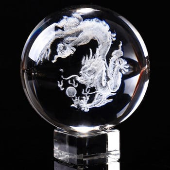 60mm 3D Crystal Ball Crystal Craft Στολίδι Γυαλί χαραγμένο με λέιζερ Μινιατούρα Μοντέλο Dragon Sphere Διακόσμηση επιφάνειας εργασίας