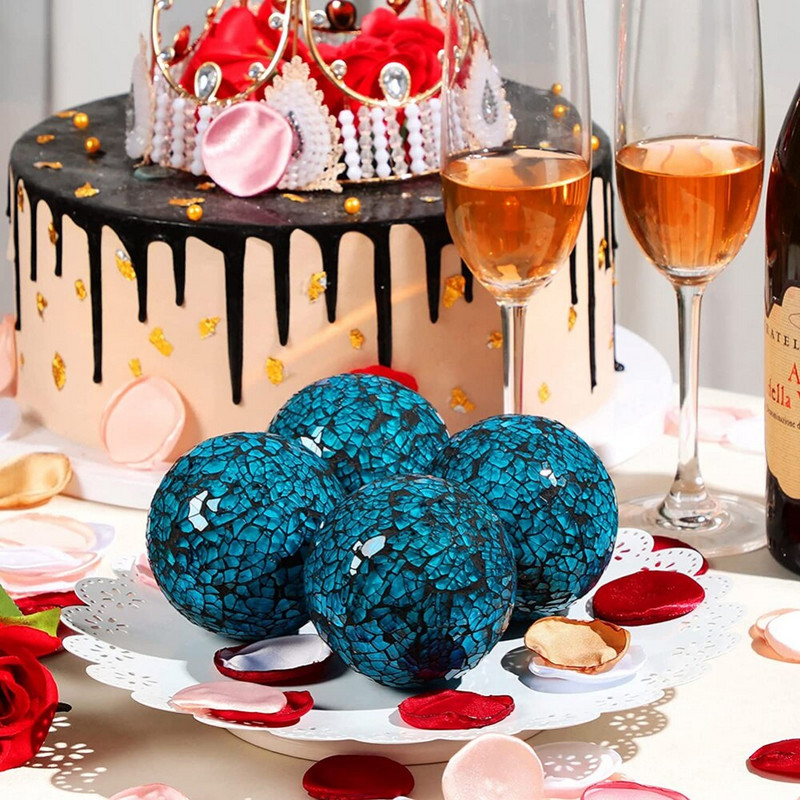 6 vnt. mozaikiniai rutuliniai rutuliai Dekoratyvinis stiklas Dekoratyviniai rutuliukai Stalo centriniai rutuliai Apvalūs stiklo rutuliai, skirti stalo dekoravimui Naujas stilius