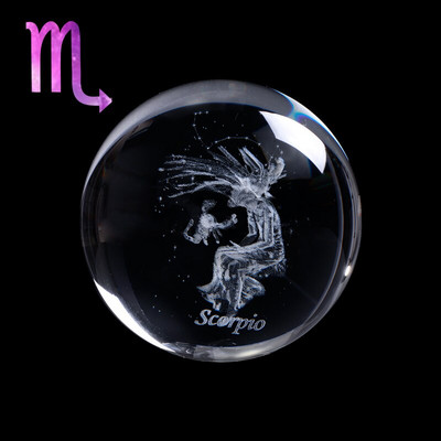 60mm/80mm 3D csillagjegy csillag kristálygömb lézergravírozott üveggömb kristály kézműves lakberendezési születésnapi ajándékok