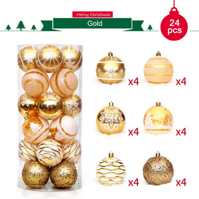 24db/tétel színe 6 cm/2,4 hüvelykes karácsonyfadísz golyódíszek Függő fényes csecsebecses labda otthoni házhoz, bár parti dekorációhoz