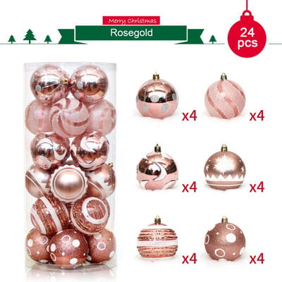 24db/tétel színe 6 cm/2,4 hüvelykes karácsonyfadísz golyódíszek Függő fényes csecsebecses labda otthoni házhoz, bár parti dekorációhoz