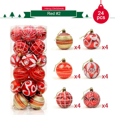 24db/tétel színe 6 cm/2,4 hüvelykes karácsonyfadísz golyódíszek Függő fényes csecsebecses labda otthoni házhoz, bár parti dekorációhoz
