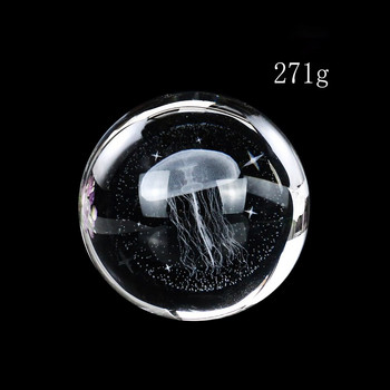 60 mm 3D кристална топка медуза Лазерно гравирана миниатюрна сфера Стъклен глобус Поставка за дисплей Аксесоари за декорация на дома Подаръци Занаяти