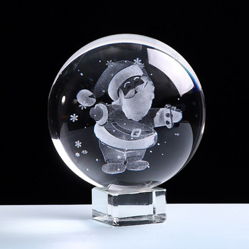 60/80MM 3D коледен Дядо Коледа или дърво, кристална топка, стъклена сфера, кристален занаят за хубав подарък, домашен декор, коледни подаръци за рожден ден