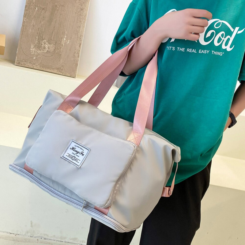 Madingas moteriškas pečių krepšys Moteriška kelioninė rankinė Sulankstomas didelės talpos pirkinių krepšys, atsparus vandeniui Oksfordo kelių kišenių krepšys