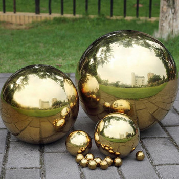 20CM топка, гледаща градинско огледало, глобус, сфера, кухи светлоотразителни топки, полирани, открит лъскав двор, златна диско топка от неръждаема стомана