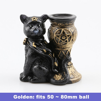 Vintage egyiptomi macskaistennő szobrocska kijelző állvány kristályüveg lencse golyós fotózás lensball alap mágikus gömb tojásgömb tartó