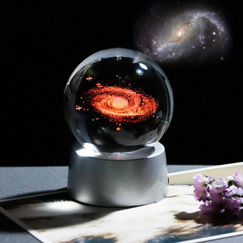 Διαμέτρου 6cm Globe Galaxy Miniatures Κρυστάλλινη σφαίρα 3D με λέιζερ χαραγμένη γυάλινη σφαίρα χαλαζία Διακόσμηση σπιτιού Αξεσουάρ Δώρα