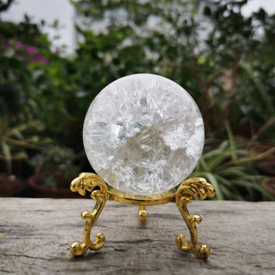 4/5/6cm Crystal Ice Crack Ball Sfera de sticla Feng Shui Ornament Fântână de apă stâncoasă Bonsai Ball Home Decor Figurină