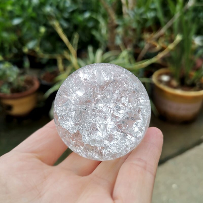 4/5/6cm Crystal Ice Crack Ball Sfera de sticla Feng Shui Ornament Fântână de apă stâncoasă Bonsai Ball Home Decor Figurină