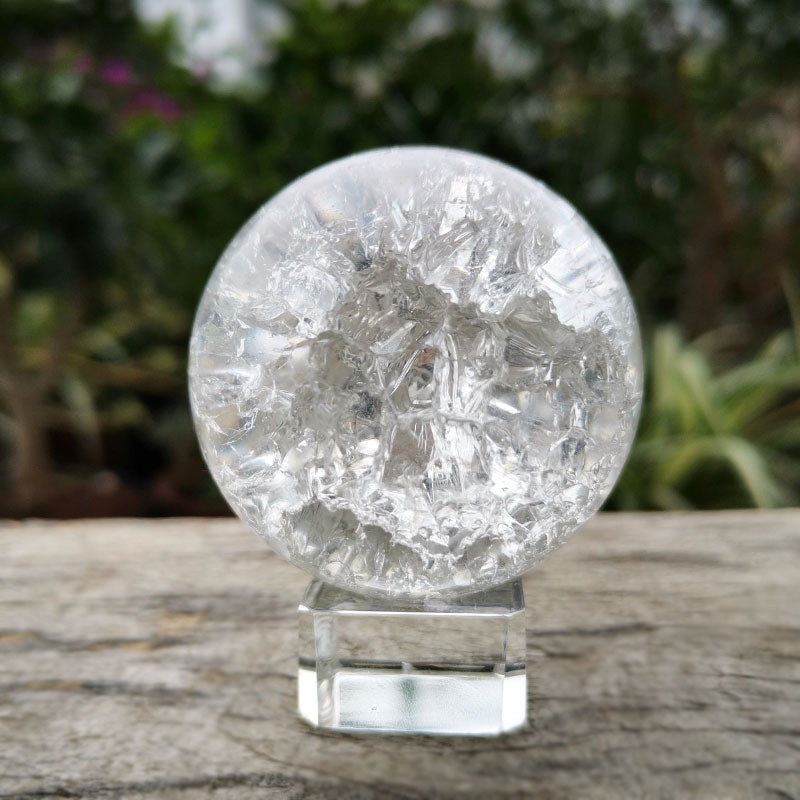 4/5/6cm Crystal Ice Crack Ball Sfera de sticla Feng Shui Ornament Fântână de apă stâncoasă Bonsai Ball Home Decor Figurină