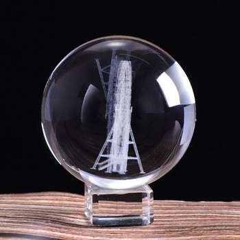60 мм кристална топка с виенско колело 3D лазерно гравиран миниатюрен модел Сфера Стъклен занаят Глобус Декорация на дома Орнамент Подарък