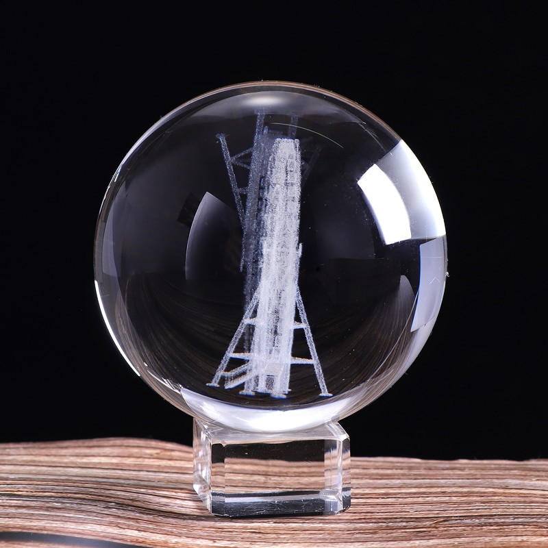 60 mm-es kristály óriáskerék gömb 3D lézergravírozott miniatűr modell gömb üveg kézműves földgömb lakberendezési dísz ajándék