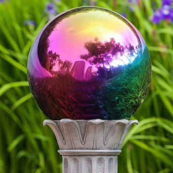 3бр. Външни градински топки от неръждаема стомана, градински глобус, огледало, гледащо полирана топка, градински декор, блестяща сфера