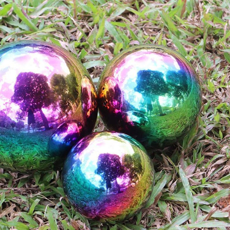 Glob reflectorizant de grădină din oțel inoxidabil, 3 buc, bile de grădină, oglindă, minge lustruită, decor de grădină, sferă strălucitoare
