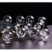 60 MM 3D зодиакален знак звезда кристална топка лазерно гравирана стъклена сфера Crystal Craft домашен декор подарък за рожден ден орнамент