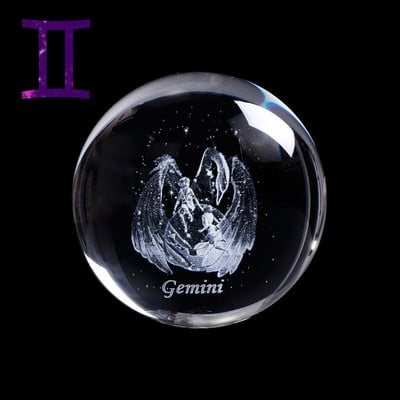 60 MM 3D зодиакален знак звезда кристална топка лазерно гравирана стъклена сфера Crystal Craft домашен декор подарък за рожден ден орнамент