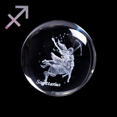 60 MM 3D зодиакален знак звезда кристална топка лазерно гравирана стъклена сфера Crystal Craft домашен декор подарък за рожден ден орнамент