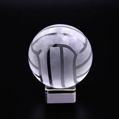 Atletiško sporto suvenyrų krištolo rutulio stiklo rutulys su stovu miniatiūrinis ornamentinis rutulinis įžeminimo krištolinis gaublys popierinis svarelis