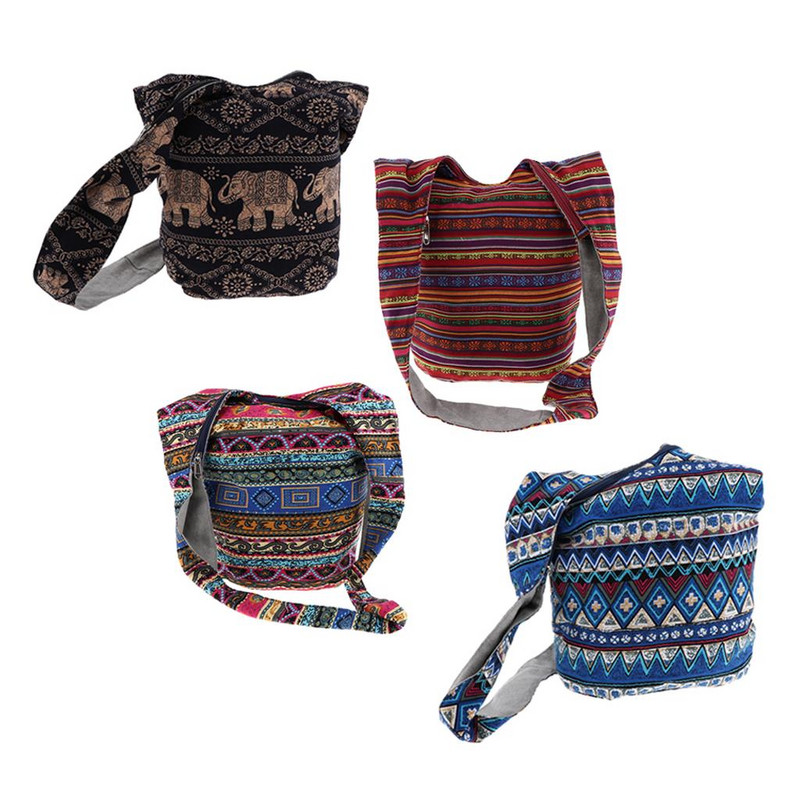 Yoga Geantă Umăr Crossbody Thai Hippie Boho Fashion Sling Poșetă cu flori