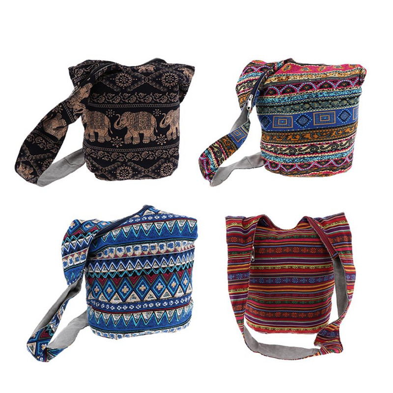 Yoga Geantă Umăr Crossbody Thai Hippie Boho Fashion Sling Poșetă cu flori