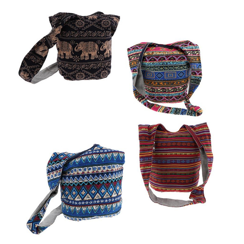 Yoga Geantă Umăr Crossbody Thai Hippie Boho Fashion Sling Poșetă cu flori