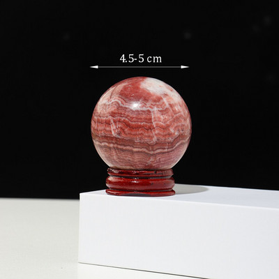 1db Természetes Rhodochrosite Ball Energy Magic Crystal Ball dísz piros csíkos kvarc Feng Shui dekoráció fa alappal