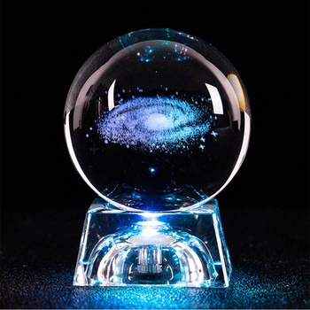 3D Слънчева система Планети Кристална топка Прозрачен елен Лазерно гравирана стъклена топка Сфера Глобус Миниатюрен офис домашен декор 60 мм