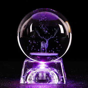 3D Слънчева система Планети Кристална топка Прозрачен елен Лазерно гравирана стъклена топка Сфера Глобус Миниатюрен офис домашен декор 60 мм
