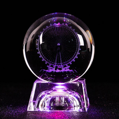 3D Naprendszer bolygók Kristálygömb tiszta szarvas lézergravírozott üveggolyó gömbgömb miniatűr irodai lakberendezés 60mm
