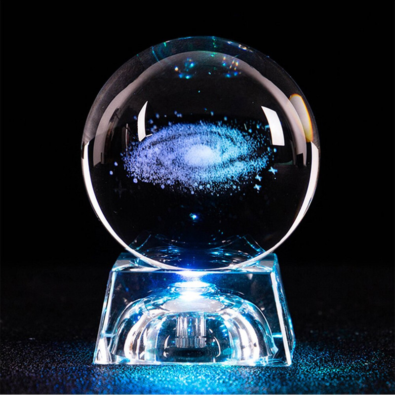 3D Naprendszer bolygók Kristálygömb tiszta szarvas lézergravírozott üveggolyó gömbgömb miniatűr irodai lakberendezés 60mm