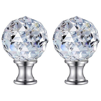 2бр. Прозрачна кристална стъклена топка Финиална горна капачка на лампата Диамантено копче за абажур