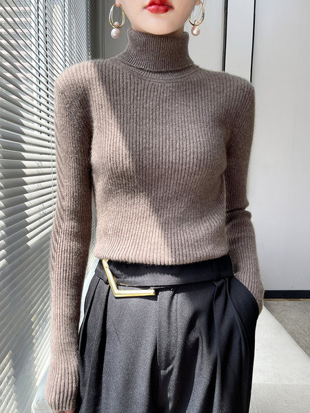 Női testreszabott, magas galléros pulóver