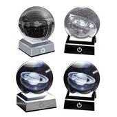 Sistem solar de cristal K9 de 80 mm Planet Glob Gravat 3D Sistem solar Minge cu comutator tactil Bază de lumină LED Cadouri de astronomie