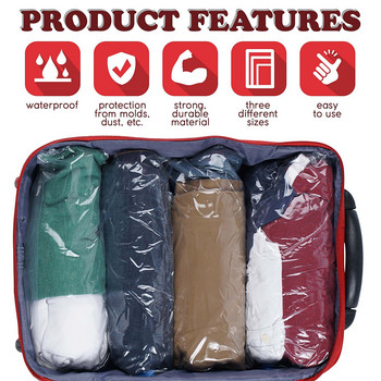 Τσάντες αποθήκευσης κενού συμπίεσης 6 PC Roll-up Αναδιπλούμενες τσάντες εξοικονόμησης χώρου ταξιδιού Πλαστικές συμπιεσμένες τσάντες αποθήκευσης ρούχων για το σπίτι