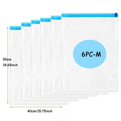 6 db Roll-Up kompressziós vákuum tárolótáskák Összehajtható utazási helytakarékos táskák műanyag tömörített otthoni ruhatároló táskák