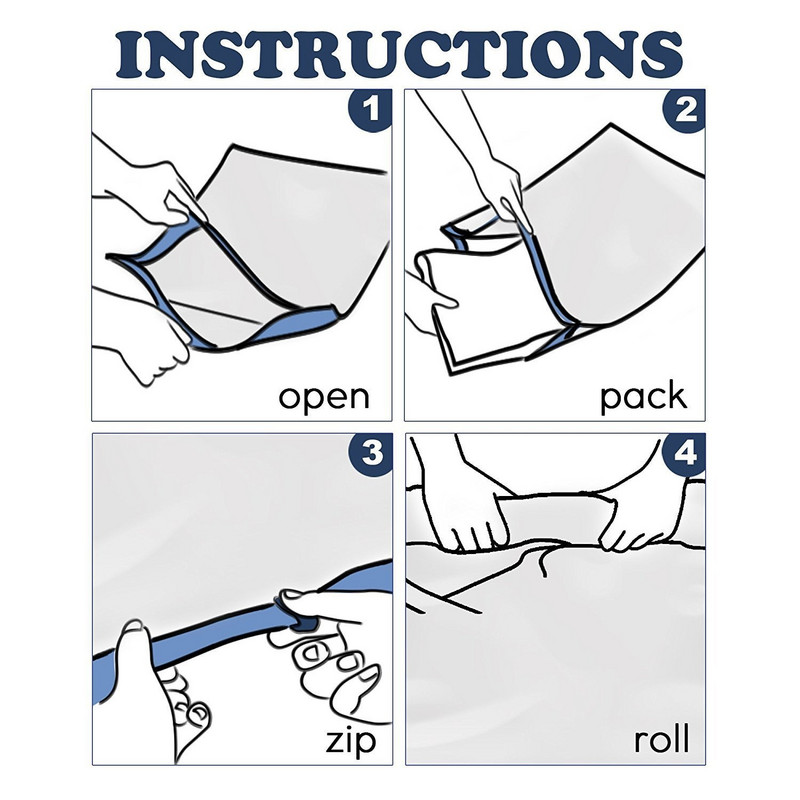 6 db Roll-Up kompressziós vákuum tárolótáskák Összehajtható utazási helytakarékos táskák műanyag tömörített otthoni ruhatároló táskák