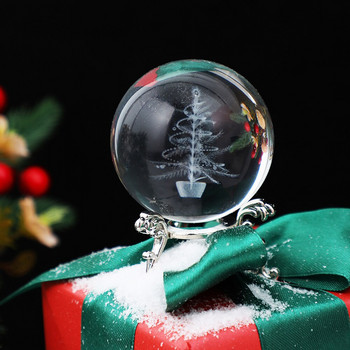 60 мм Коледна кристална топка Дядо Коледа Снежен човек 3D лазерна стъклена кристална сфера Настолен преспапие Домашен декор Коледен занаятчийски подарък
