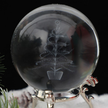 60 мм Коледна кристална топка Дядо Коледа Снежен човек 3D лазерна стъклена кристална сфера Настолен преспапие Домашен декор Коледен занаятчийски подарък