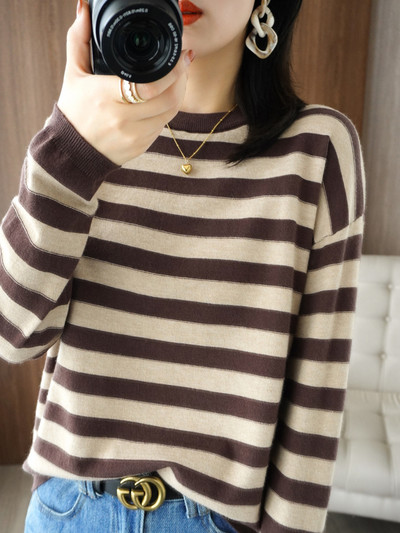 Ανοιξιάτικο φθινοπωρινό γυναικείο μακρυμάνικο πουλόβερ