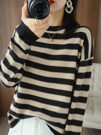 Ανοιξιάτικο φθινοπωρινό γυναικείο μακρυμάνικο πουλόβερ