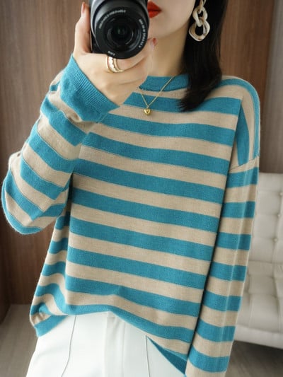 Ανοιξιάτικο φθινοπωρινό γυναικείο μακρυμάνικο πουλόβερ