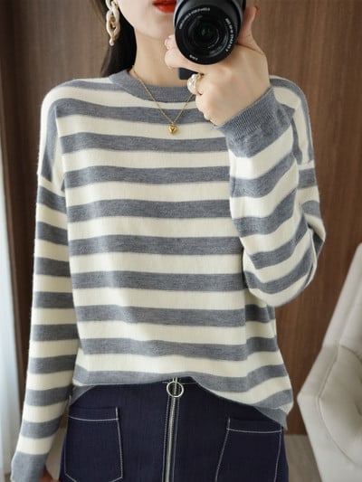 Ανοιξιάτικο φθινοπωρινό γυναικείο μακρυμάνικο πουλόβερ