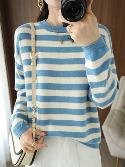 Ανοιξιάτικο φθινοπωρινό γυναικείο μακρυμάνικο πουλόβερ