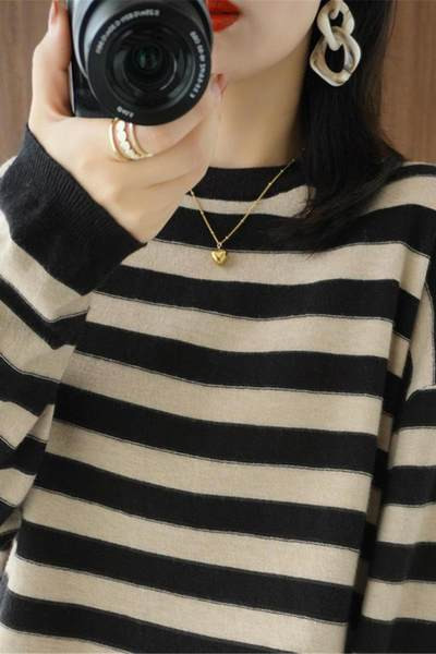 Ανοιξιάτικο φθινοπωρινό γυναικείο μακρυμάνικο πουλόβερ