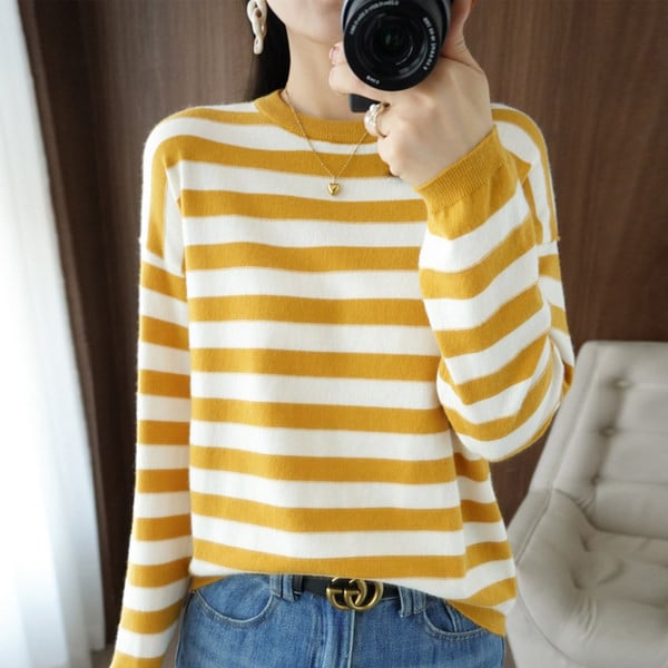 Ανοιξιάτικο φθινοπωρινό γυναικείο μακρυμάνικο πουλόβερ