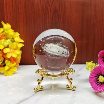 6CM диаметър глобус галактика миниатюри кристална топка 3D лазерно гравирана кварцова стъклена топка сфера аксесоари за декорация на дома подаръци