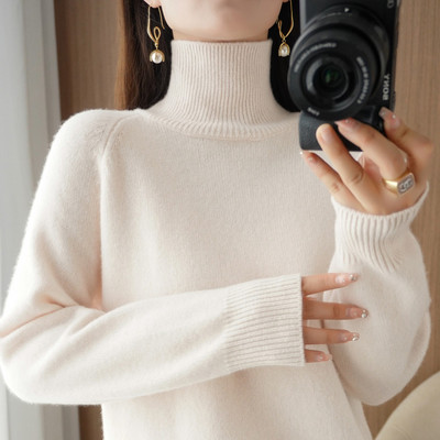 Rudens-žiemos megztinis su polo apykakle - daug spalvų