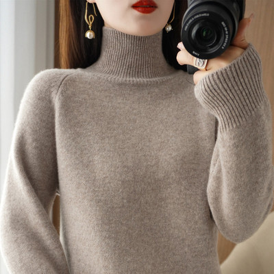 Rudens-žiemos megztinis su polo apykakle - daug spalvų