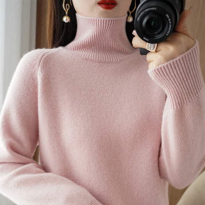 Rudens-žiemos megztinis su polo apykakle - daug spalvų